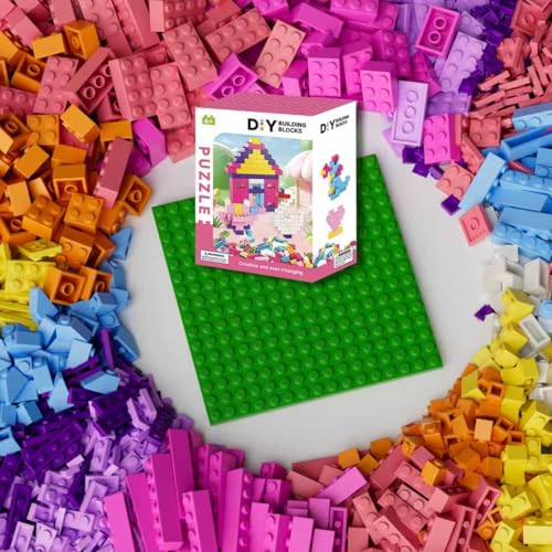 RWDTER 500 Piece Classic Building Bricks and 1 Green Baseplate Compatible with Lego and Other Major Brands Mixed Bricks Bulk Creative Building Toys Blocks Bulk for Kids Ages 6 Girls Color - Image 1