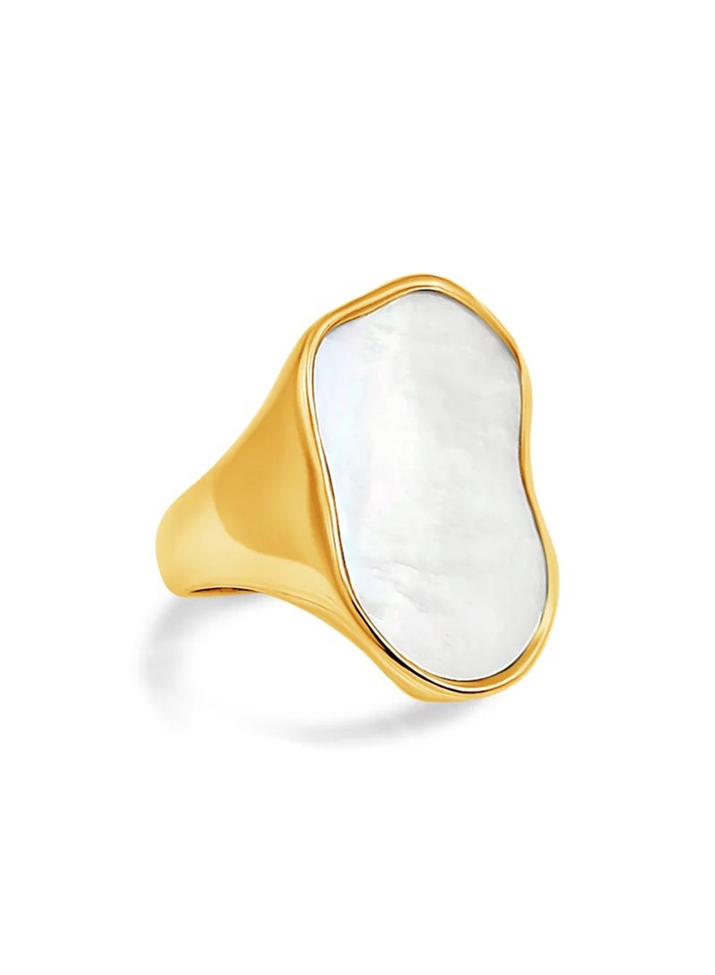 جوليا ستور خاتم عصري غير مسبب للحساسية مفتوح من المينا غير المنتظم بتصميم عتيق قابل للتكديس قابل للتعديل من الفولاذ المقاوم للصدأ مطلي بالذهب عيار 18 قيراطًا على طراز البانك القوطي قابل للتغيير في الحجم - أوروبي 1 - Image 1