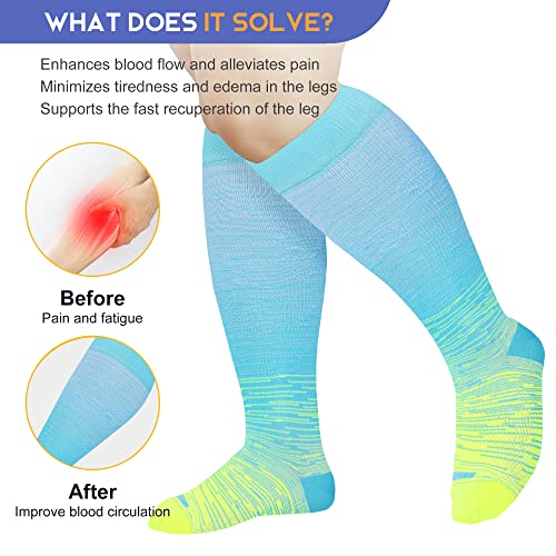 LEVSOX Wide Calf Compression Socks for Women Men Plus Size 15-20 mmHg Extra Large Knee High Support Sock for Nurses Pregnant Travel - Image 2