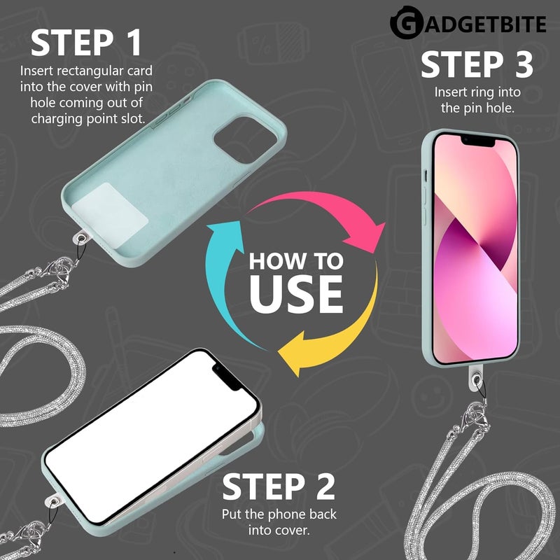 GadgetBite Diamond Charm Phone Lanyard - Cross body lanyard, Mobile Holder Strap, Hands-Free Neck Hanging Chain Accessory, Compatible with iPhone & Most Smartphones, Charms for Phone Case.(Silver) - Image 4