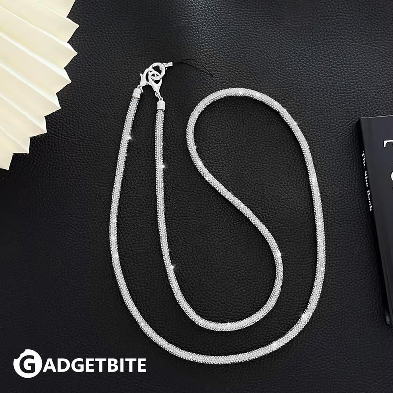 GadgetBite Diamond Charm Phone Lanyard - Cross body lanyard, Mobile Holder Strap, Hands-Free Neck Hanging Chain Accessory, Compatible with iPhone & Most Smartphones, Charms for Phone Case.(Silver) - Image 3