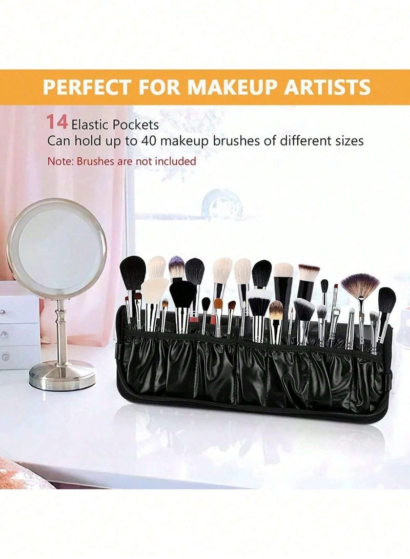 KHAJUL Cosmetic Organizer Makeup Brush Bag , Foldable Artist Brush Bag , Travel Portable Brush Purse , Professional Zipper Handbag Gifts , Travel Home School Supplies , Cosmetic Bag Travel Essentials , Cosmetic Bag Back To School(Only Bag) - Image 3