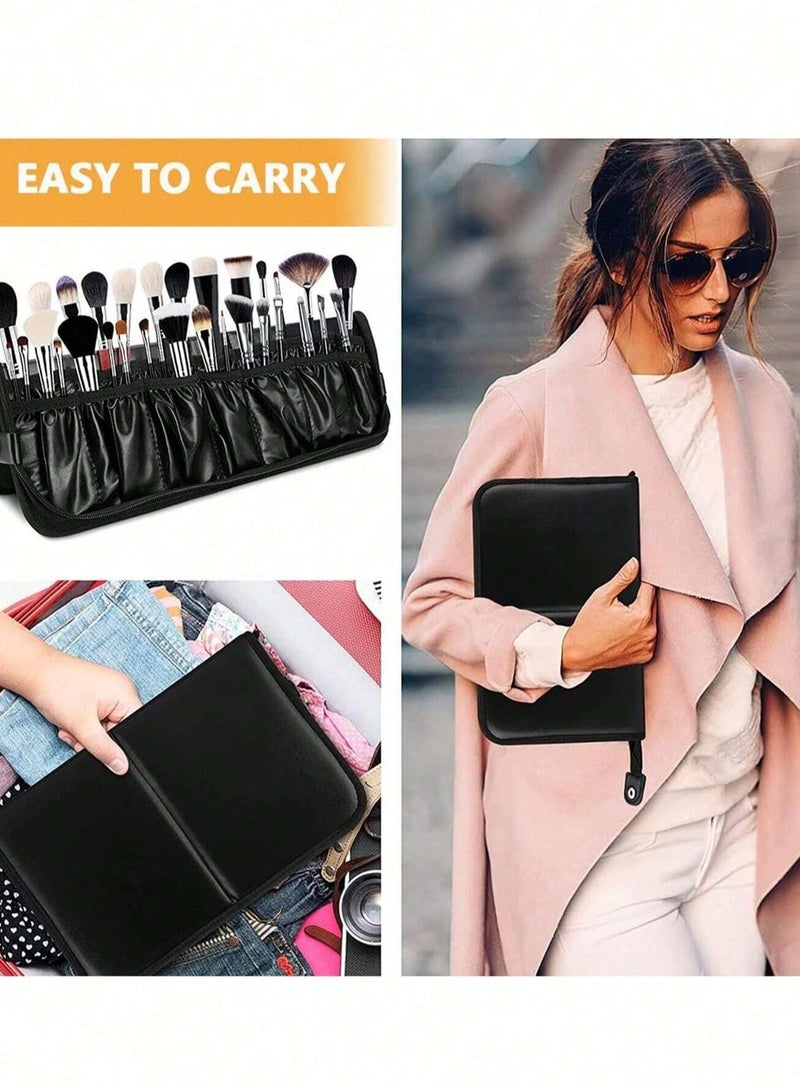 KHAJUL Cosmetic Organizer Makeup Brush Bag , Foldable Artist Brush Bag , Travel Portable Brush Purse , Professional Zipper Handbag Gifts , Travel Home School Supplies , Cosmetic Bag Travel Essentials , Cosmetic Bag Back To School(Only Bag) - Image 4