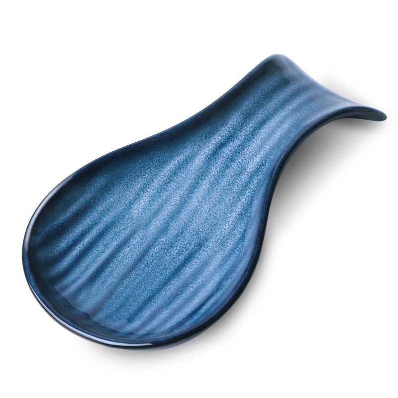 Hasense Porcelain Spoon Holder for Stove Top 7 Inch Spoon Rests for Ladle Spatula and Tong Large Cooking Utensil Rest for Kitchen Counter and Coffee Bar Decor Dishwasher SafeBlue