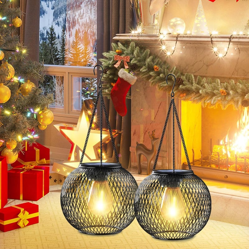 KagoLing Solar Lantern Outdoor, Upgraded Hanging Solar Lights Outdoor Garden Metal Hanging Lanterns Decorative Lighting Solar Powered Waterproof Tree Lantern for Garden Yard Patio Pathway, 2 Pack - Image 5