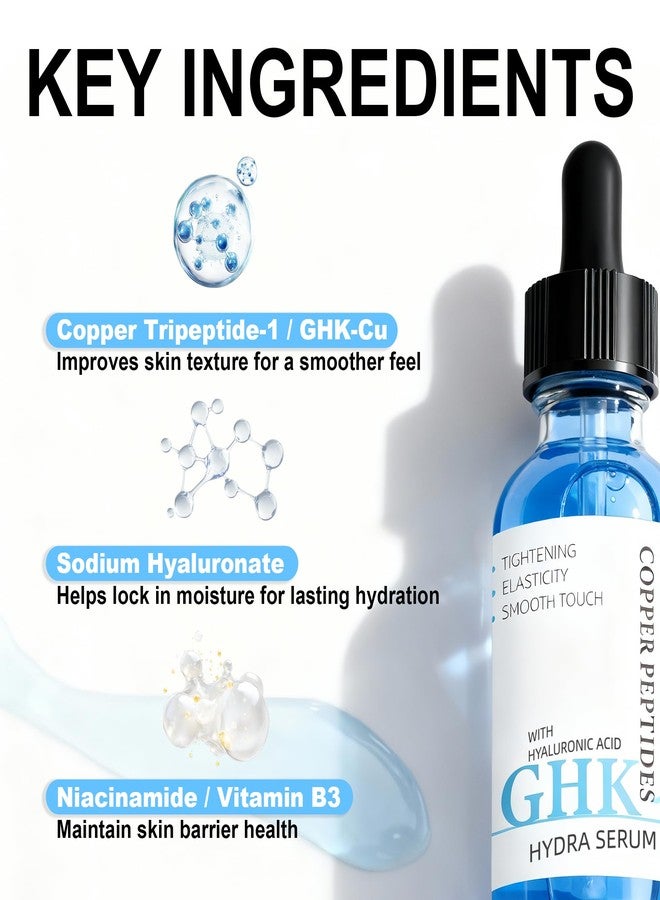 يويان سيروم GHK-Cu Peptide، سيروم مضاد للشيخوخة للوجه مع ببتيد النحاس وحمض الهيالورونيك لشد البشرة، والحد من الخطوط الدقيقة والتجاعيد، وزيادة مرونة البشرة وترطيبها، 1 أونصة سائلة - Image 4