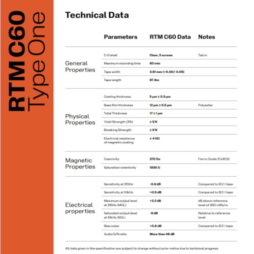 RTM Industries RTM C60 | Type One 60 Minute Blank Music Cassette | Ideal for Audio Recording | Studio Quality | Single Cassette - Image 5