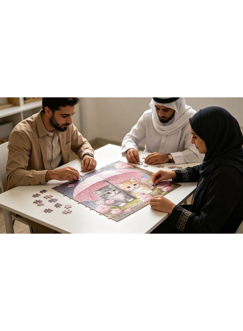 لغز مكون من 1000 قطعة للبالغين - نقش قطتين ملونتين - ألعاب لوحية عائلية - Image 3