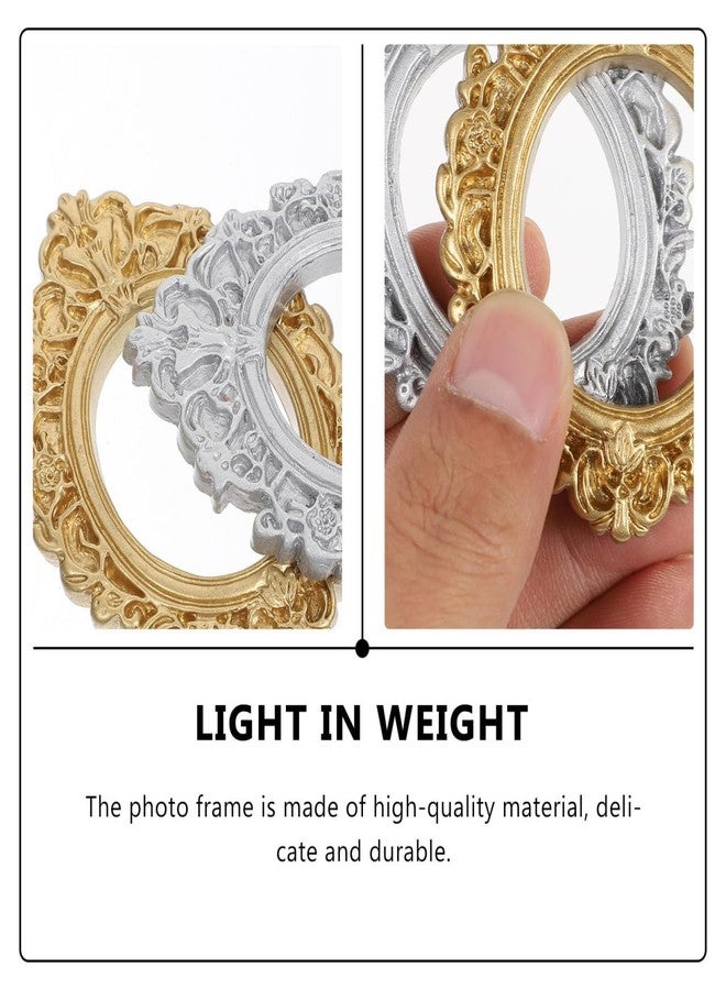 BESTOYARD 12Pcs Vintage Miniature Resin Photo Frames, Baroque Oval Jewelry Display Picture Frames for Christmas DIY Crafts, Home Table Photo Props - Image 4