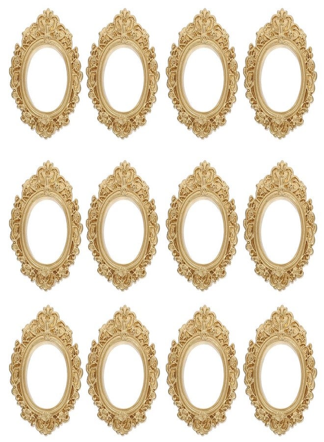 BESTOYARD 12Pcs Vintage Miniature Resin Photo Frames, Baroque Oval Jewelry Display Picture Frames for Christmas DIY Crafts, Home Table Photo Props - Image 1