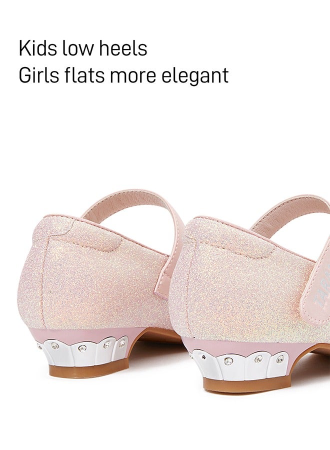 Taranis أحذية الأطفال تارانس الوردية المتلألئة للأميرات مسطحة جليد وردي جيم ماري جينز - Image 4