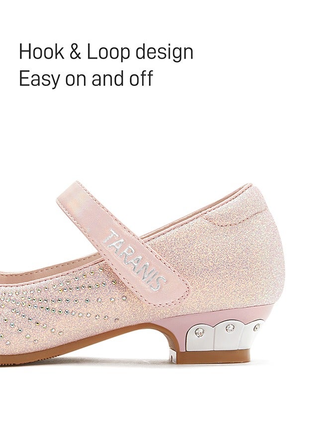 Taranis أحذية الأطفال تارانس الوردية المتلألئة للأميرات مسطحة جليد وردي جيم ماري جينز - Image 5