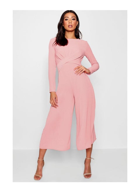 Knot Front Woven Culotte Jumpsuit
