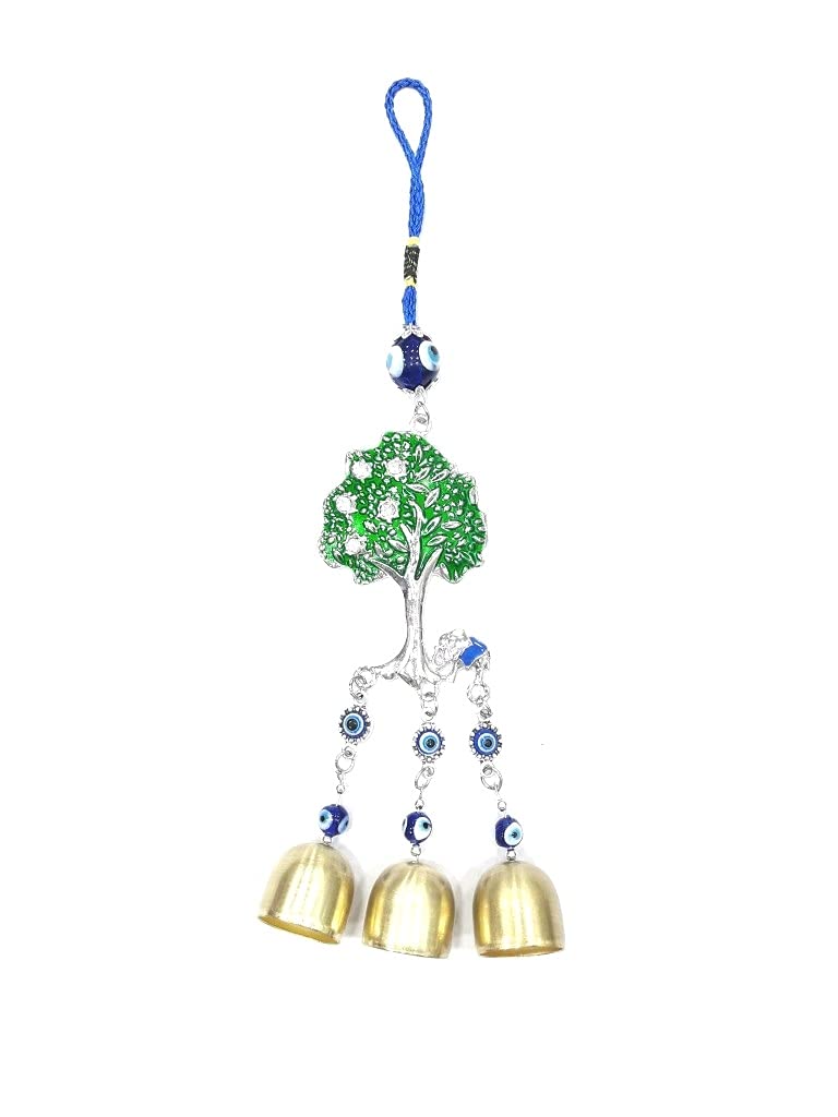 Trunkin Trunkin Tree Of Life Evil Eye Car/Wall Hanging With Bells Lucky Pendant Mystic Protection Charm Amulet Garden Home Room Decor  - Image 1