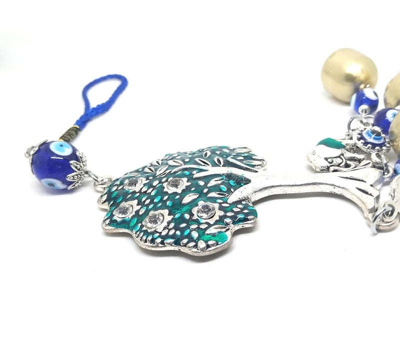 Trunkin Trunkin Tree Of Life Evil Eye Car/Wall Hanging With Bells Lucky Pendant Mystic Protection Charm Amulet Garden Home Room Decor  - Image 3
