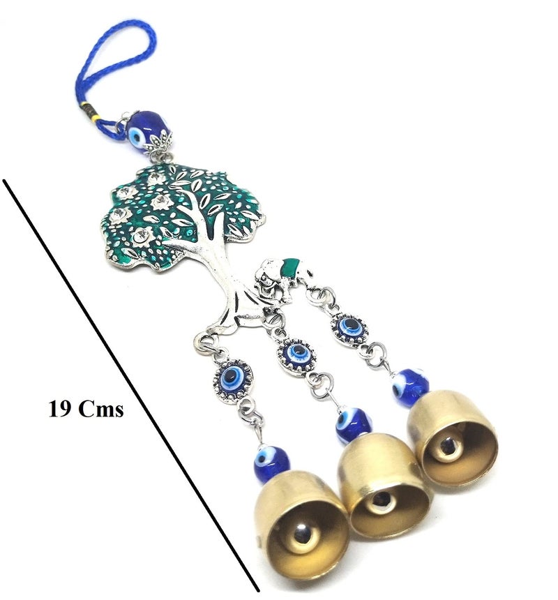 Trunkin Trunkin Tree Of Life Evil Eye Car/Wall Hanging With Bells Lucky Pendant Mystic Protection Charm Amulet Garden Home Room Decor  - Image 2