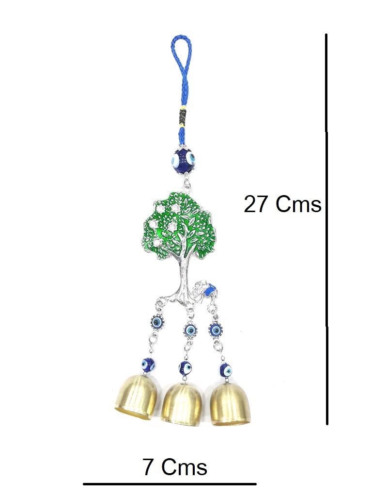 Trunkin Trunkin Tree Of Life Evil Eye Car/Wall Hanging With Bells Lucky Pendant Mystic Protection Charm Amulet Garden Home Room Decor  - Image 4