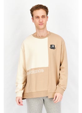 Men Sportswear Fit Athletics Renew Askew Crew Neck Sweatshirt, Tan