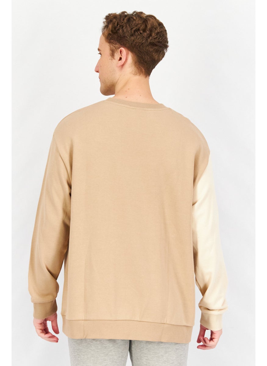 New Balance - Men Sportswear Fit Athletics Renew Askew Crew Neck Sweatshirt, Tan - Image 1