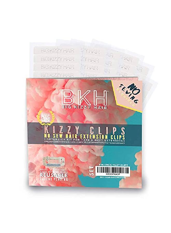 Big Kizzy Blonde Kizzy Clips No Sew Extension Clips Kit Easily Convert Tape In Hair Extensions Or Wefted Hair Extensions Into Clip In Extensions Fast Easy & Makes Permanent Extensions Reusable! - Image 1