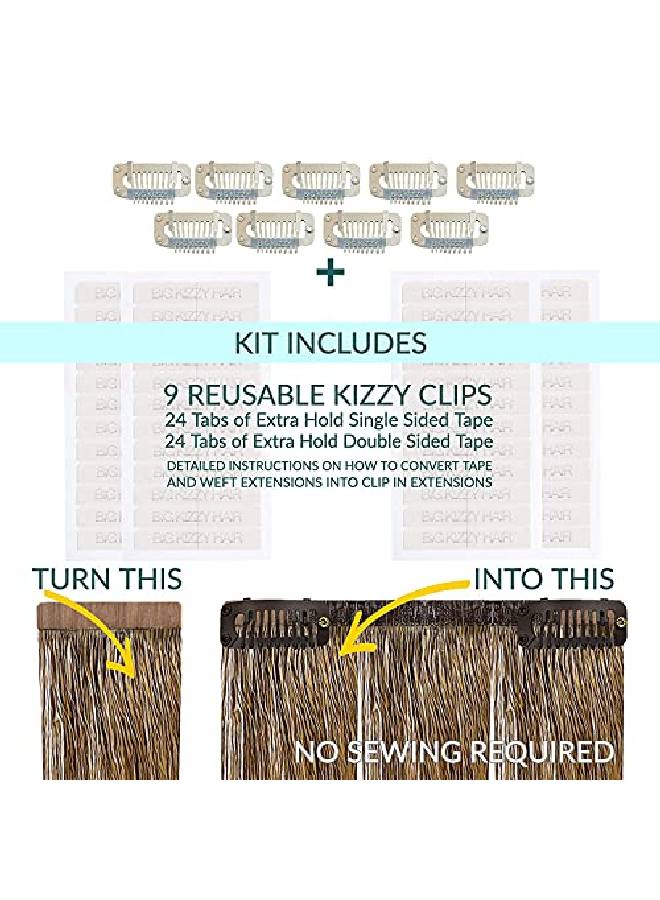 Big Kizzy Blonde Kizzy Clips No Sew Extension Clips Kit Easily Convert Tape In Hair Extensions Or Wefted Hair Extensions Into Clip In Extensions Fast Easy & Makes Permanent Extensions Reusable! - Image 3