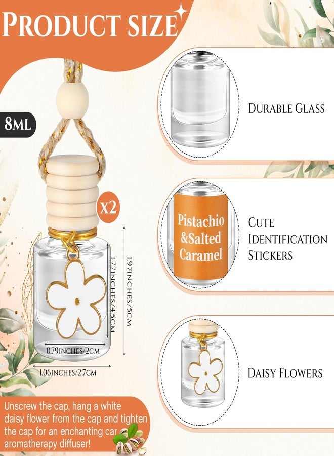 Siifert 2 Sets Hanging Car Air Freshener and Essential Oil Diffuser, Car Air Freshener Daisy Essential Oil Diffuser Long Lasting Automobile Aromatherapy Diffuser Bottle(Pistachio Salted Caramel) - Image 2