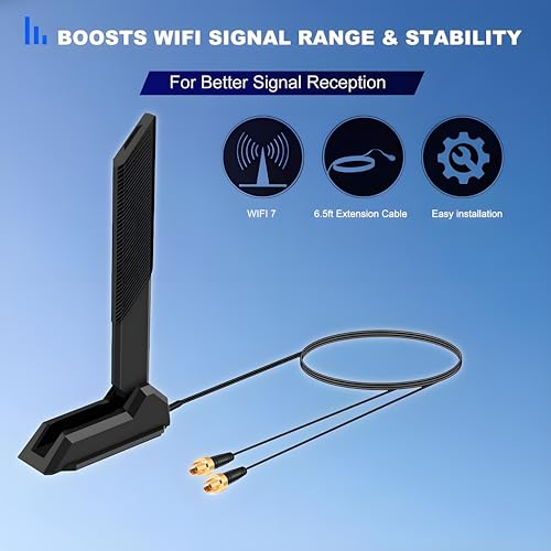 slinkdsco WiFi 7 Gaming Motherboard Magnetic Base Antenna with Push-On Connector (NOT RP-SMA) for ASUS ROG Strix ASUS TUF/ROG Crosshair/Prime/ProArt Series WiFi 7 Gaming Motherboard, Slinkdsco - Image 5