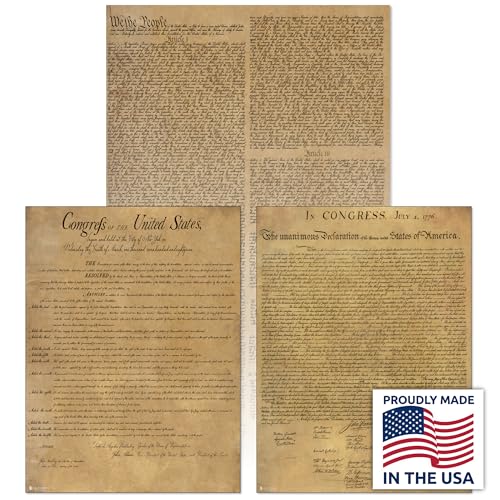 Young N Refined American Founding documents Laminated 3 pack: US Constitution, Declaration of Independence and Bill of Rights reproduction NOW with BIGGER clearer Letters - Image 1