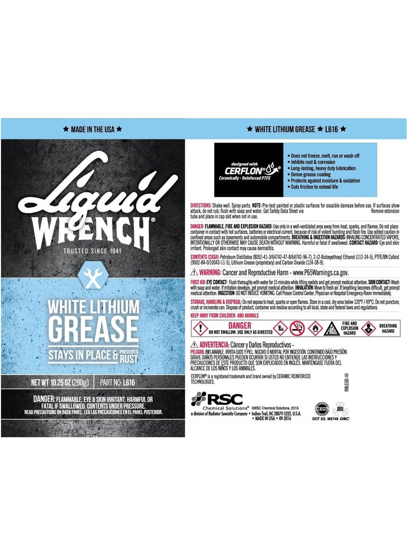 LIQUID WRENCH White Lithium Grease Stay In Place Prevent Rust And Reduce Friction 290G - Image 2