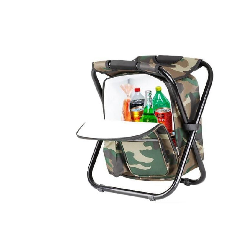 FCFKUK Bright starl Multifunction Folding Cooler and Stool Backpack, Hiking Camouflage Seat Table Bag Camping Gear for Outdoor Indoor Fishing Travel Beach - Image 4