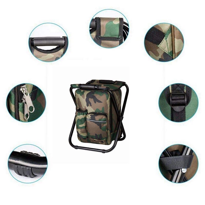 FCFKUK Bright starl Multifunction Folding Cooler and Stool Backpack, Hiking Camouflage Seat Table Bag Camping Gear for Outdoor Indoor Fishing Travel Beach - Image 5