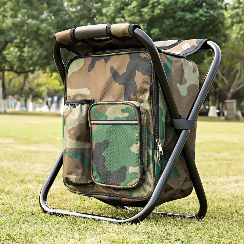 FCFKUK Bright starl Multifunction Folding Cooler and Stool Backpack, Hiking Camouflage Seat Table Bag Camping Gear for Outdoor Indoor Fishing Travel Beach - Image 2