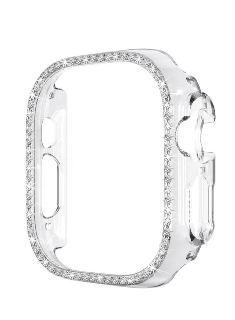 حافظة ساعة لامعة مقاومة للصدمات متوافقة مع Apple Watch Series 8 وSeries 7 مقاس 45 مم، مصنوعة من البلاستيك الواقي من البولي كربونات لساعة Apple Watch 8 - 7، شفافة باللون الفضي
