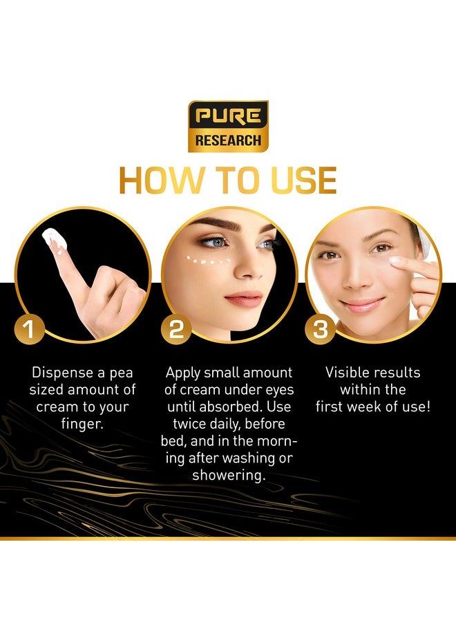 PURE RESEARCH - Caffeine Eye Cream For Anti Aging, Dark Circles, Bags, Puffiness. Great Under Eye Skin + Face Tightening, Eye Lift Treatment For Men & Women 1.7oz - Image 1