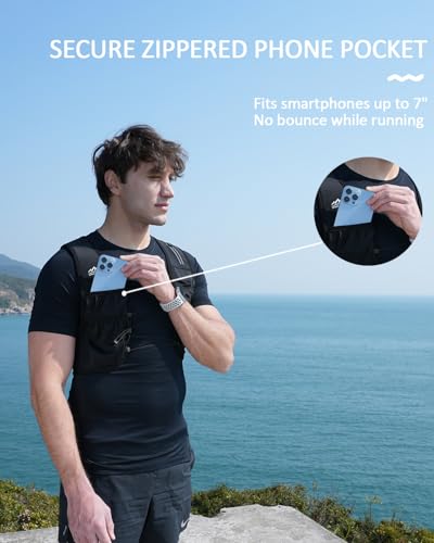 Zelvot Running Vest for Women Men, USA Original Patent, Adjustable Chest Straps Running Hydration Vest with 500ml Soft Flask, Lightweight Reflective Hydration Backpack for Marathon (White, M/L) - Image 3