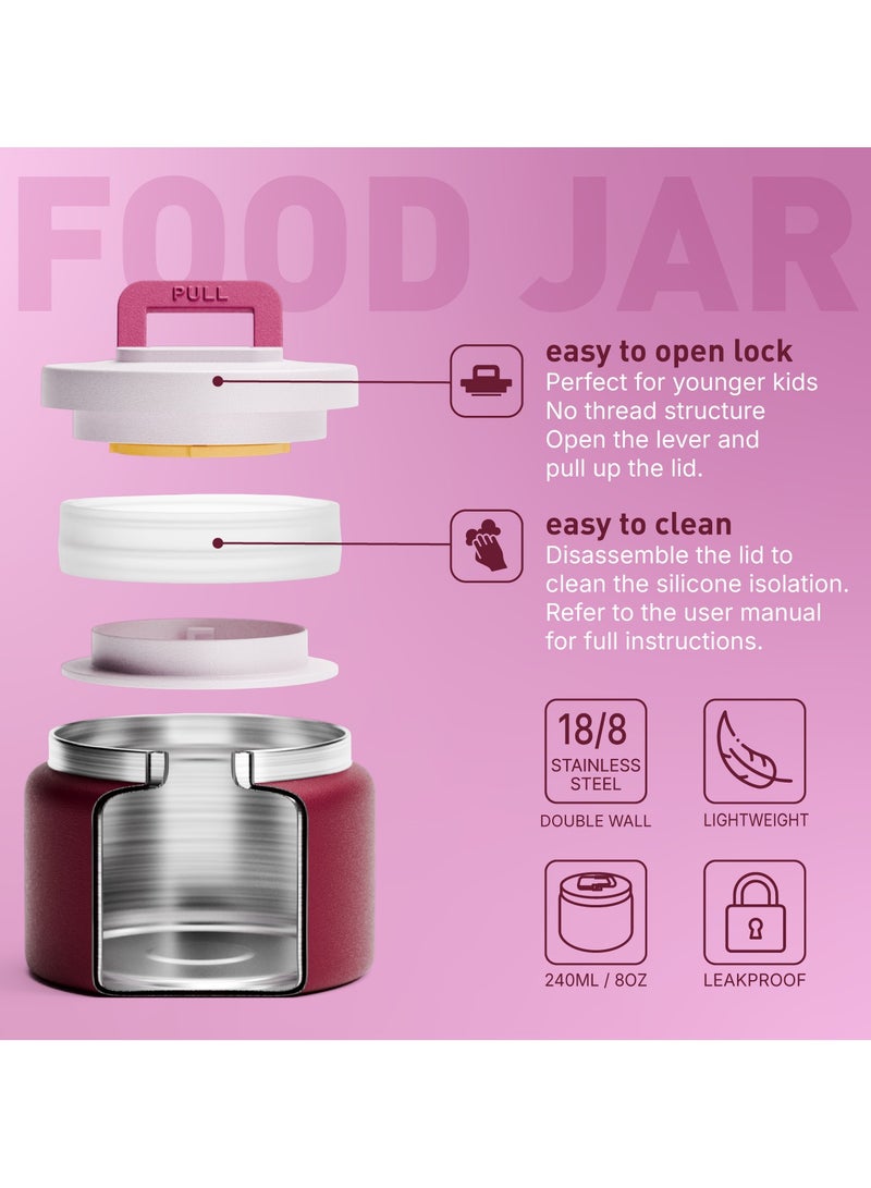 BEOLA Lunch Box for Kids with Food Jar Inside, Multi Compartment Bento Lunch Box with 240ml Food Thermos and Ice Pack, Tiffin Box for Kids with Insulated Steel Jar, Lightweight BPA free (Blush&Bows)  - Image 4