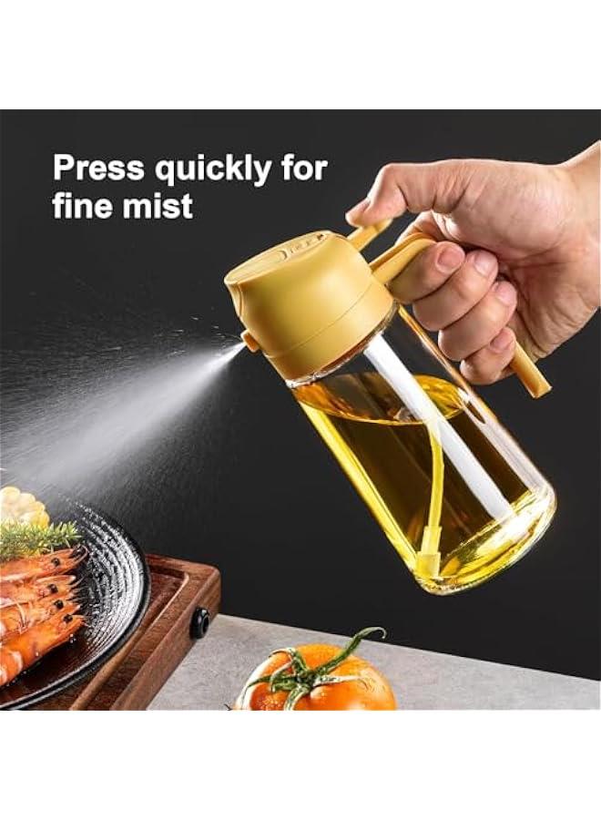 هوكور زجاجة موزع زيت للمطبخ سعة 16 اونصة من توريسيك - موزع زيت زيتون 2 في 1 وبخاخ زيت زيتون - زجاجة زيت 470 مل - بخاخ زيت للطبخ والمطبخ والسلطة والشواء ابيض (اصفر) - Image 2