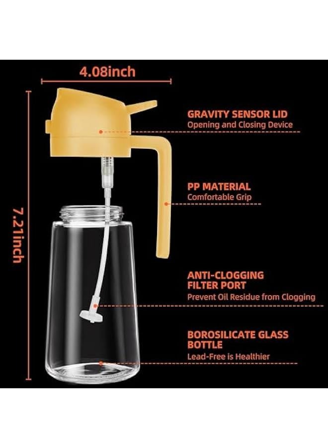 هوكور زجاجة موزع زيت للمطبخ سعة 16 اونصة من توريسيك - موزع زيت زيتون 2 في 1 وبخاخ زيت زيتون - زجاجة زيت 470 مل - بخاخ زيت للطبخ والمطبخ والسلطة والشواء ابيض (اصفر) - Image 4