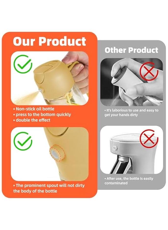 هوكور زجاجة موزع زيت للمطبخ سعة 16 اونصة من توريسيك - موزع زيت زيتون 2 في 1 وبخاخ زيت زيتون - زجاجة زيت 470 مل - بخاخ زيت للطبخ والمطبخ والسلطة والشواء ابيض (اصفر) - Image 5