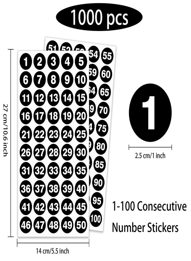 Yeachlaing 1 Inch Number Sticker, Waterproof Round Consecutive Number Stickers 1-100,Black Small Vinyl Decals for Office, Classroom, Storage, Inventory, Indoor, Outdoor - Image 2