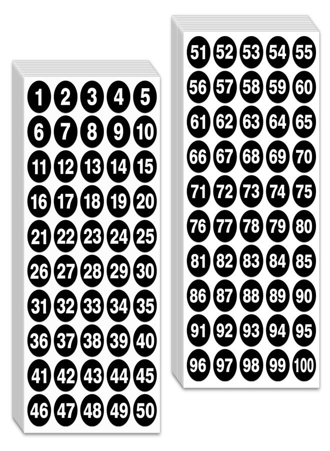 Yeachlaing 1 Inch Number Sticker, Waterproof Round Consecutive Number Stickers 1-100,Black Small Vinyl Decals for Office, Classroom, Storage, Inventory, Indoor, Outdoor - Image 1