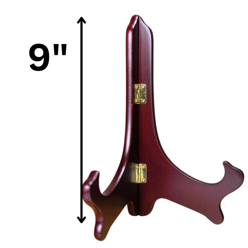 BANBERRY DESIGNS Mahogany Wooden Easels - Premium Quality Folding Display Stand - 9" H - Set of 2 Easels - Ideal for Large Sized Plates Plaques Books Tiles - Image 2