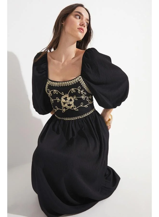 JUNE June Embroidery Detailed Dress