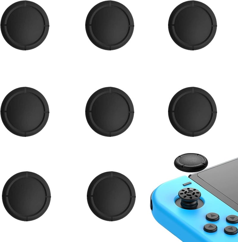 أغطية عصا التحكم البديلة لـ Nintendo Switch/Oled/Lite، غطاء عصا التحكم التناظرية من السيليكون، مقابض الإبهام لـ Nintendo Switch Joycon، غطاء عصا التحكم التناظرية (8 قطع أسود) - Image 1