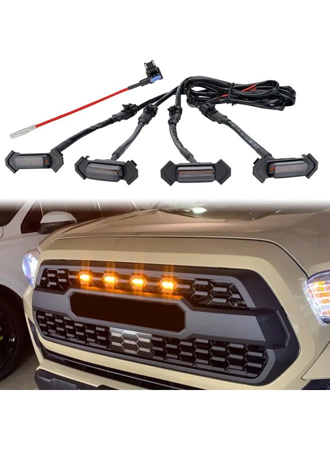 mingjue LED Grill Lights for 2016-2019 Aftermarket Toyota Tacoma TRD PRO Grille with Harness & Fuse(Amber light with black housing) - Image 1