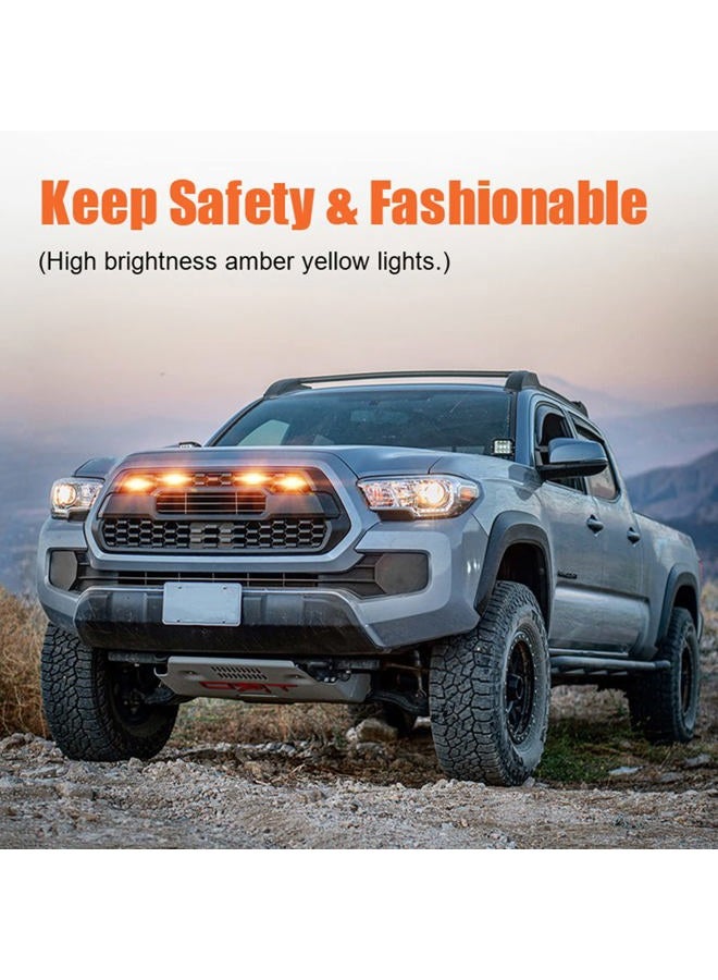 mingjue LED Grill Lights for 2016-2019 Aftermarket Toyota Tacoma TRD PRO Grille with Harness & Fuse(Amber light with black housing) - Image 2