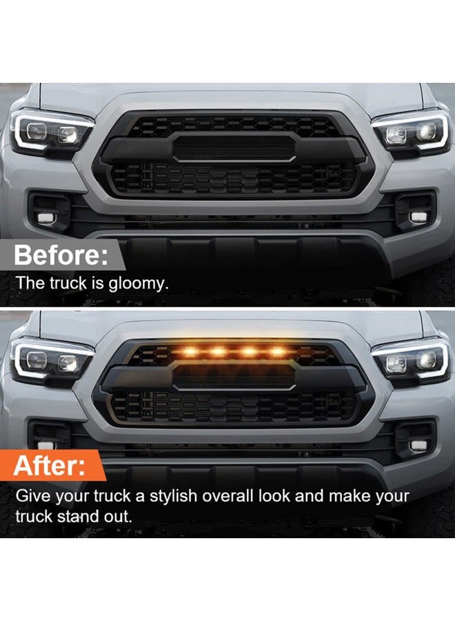 mingjue LED Grill Lights for 2016-2019 Aftermarket Toyota Tacoma TRD PRO Grille with Harness & Fuse(Amber light with black housing) - Image 3
