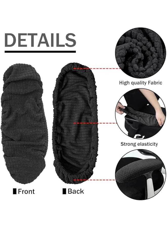 erorex Chair Arm Pad Covers Office Chair Armrest Cover Removable Elastic Washable Waterproof Fabricchair Armrest Covers Soft Armrest Cushion Pad For Home Or Office Chair 2 Pair Black  - Image 2