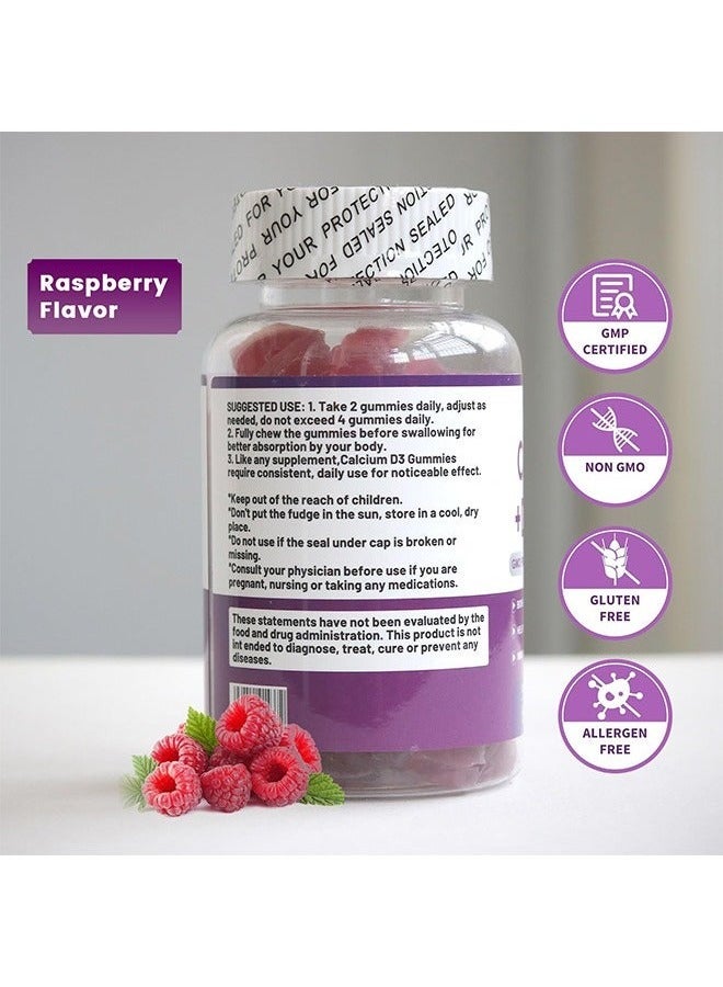 ديني علكات الكالسيوم + فيتامين د3 النباتية | مكمل نباتي لدعم صحة العظام والمناعة | بنكهة التوت العليق، 60 علكة - Image 2