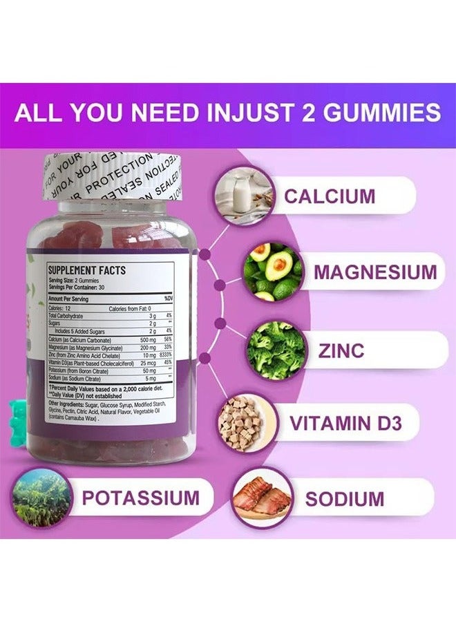 ديني علكات الكالسيوم + فيتامين د3 النباتية | مكمل نباتي لدعم صحة العظام والمناعة | بنكهة التوت العليق، 60 علكة - Image 3
